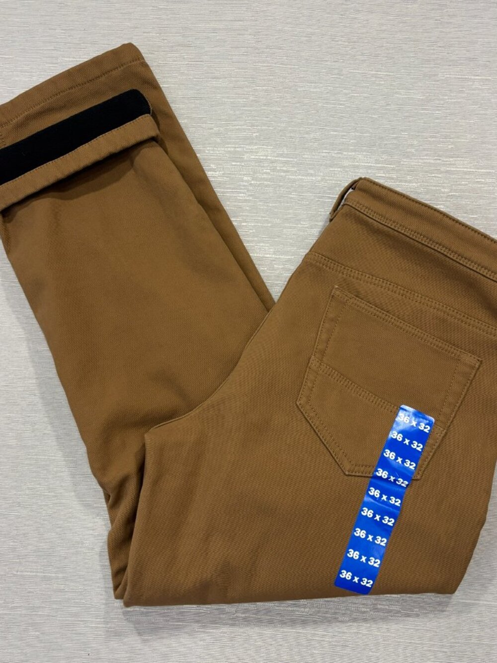 CAT Caterpillar Work Pants Mens 36 x 32 Brown Canvas Fleece Lined Insulated